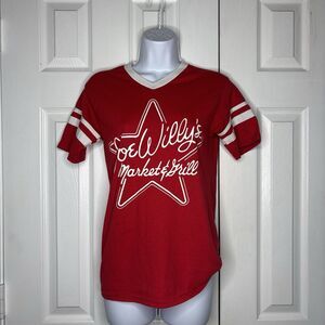 AS Custom Red Graphic Tee Small Joe Willy’s Market & Grill Star Shirt